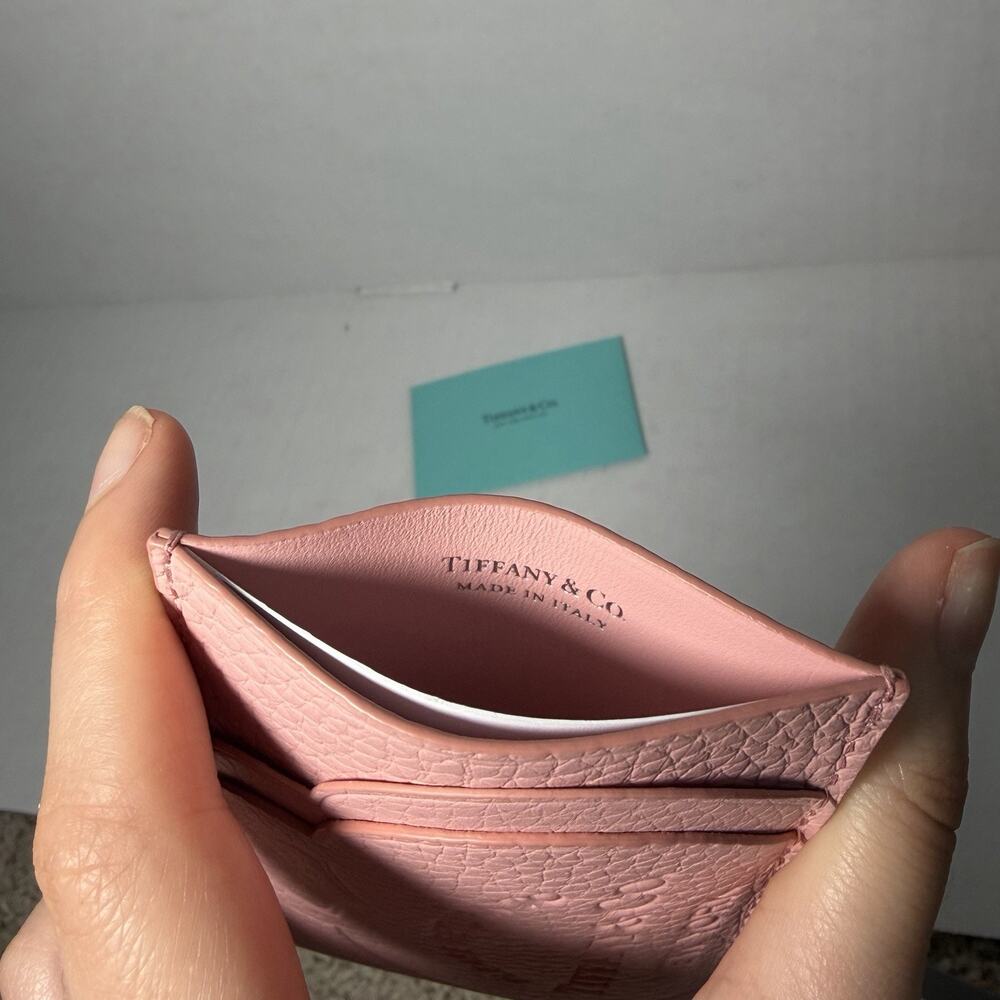 Tiffany & Co Return to Tiffany Crystal Pink Leather Card Holder Case w Care Card - Picture 4 of 6